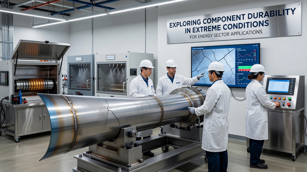 Wind turbine components undergoing durability evaluation in simulated marine extreme conditions